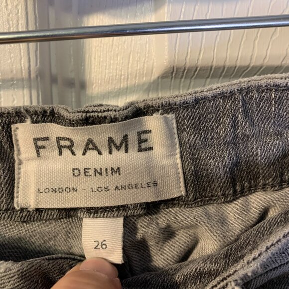 Frame Women's Le Crop Mini Boot Flared Jeans Size 26 Washed Black Slim Indie - Picture 5 of 9